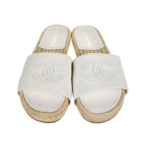 Chanel Leather Slides Espadrilles